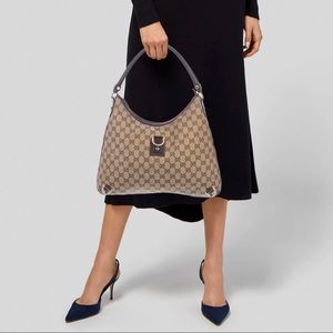 AUTHENTIC GUCCI GG Canvas Abbey D-Ring Hobo Purse